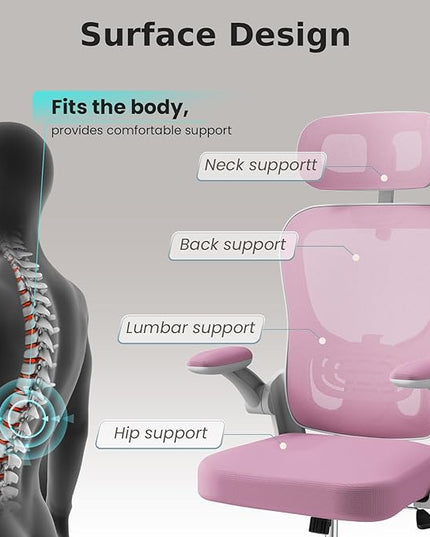 Ergonomic Office Chair, High Back Home Desk Chair with Adjustable Lumbar Support and Headrest, Breathable Mesh Swivel Task Chair, White Executive Computer Chair, 1 Pack - LeafyLoom