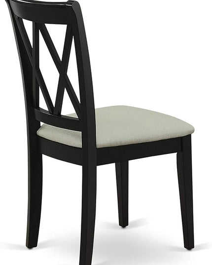 East West Furniture NOCL5-BLK-C 5 Piece Dining Table Set for 4 Includes a Rectangle Kitchen Table with Butterfly Leaf and 4 Linen Fabric Kitchen Dining Chairs, 32x54 Inch, Black - LeafyLoom