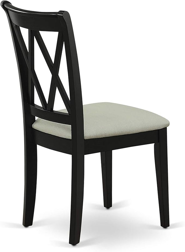 East West Furniture NOCL5-BLK-C 5 Piece Dining Table Set for 4 Includes a Rectangle Kitchen Table with Butterfly Leaf and 4 Linen Fabric Kitchen Dining Chairs, 32x54 Inch, Black - LeafyLoom