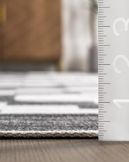 nuLOOM Tamera Modern Diamonds Machine Washable Ultra Thin Area Rug, 5' x 8', Grey - LeafyLoom