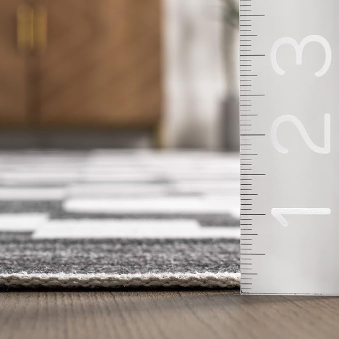 nuLOOM Tamera Modern Diamonds Machine Washable Ultra Thin Area Rug, 5' x 8', Grey - LeafyLoom