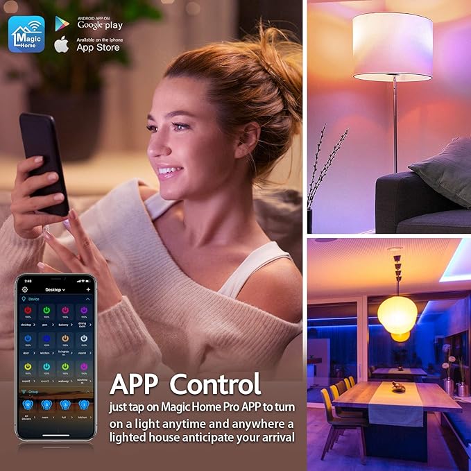 Smart Light Bulb, WiFi & Bluetooth 5.0, A19 E26 800LM Color Changing Light Bulb, Warm to Cool White, Dimmable LED Lights, App Control, UL Listed, No Hub Required, Works with Alexa Google Home Vanance