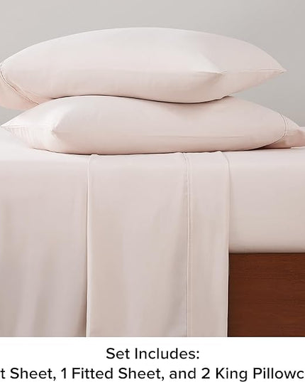 UGG 01335 Alahna King Bed Sheets and Pillowcases 4-Piece Set Sleep in Luxury Machine Washable Deep Pockets Wrinkle-Resistant Breathable Cozy Comfort Silky Cooling Sheets, King, Shell - LeafyLoom