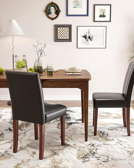Dining Chairs, Kitchen Chairs Set of 2 with Solid Wood Legs, Armless Upholstered Indoor Kitchen Dining Room Chairs for Dining Room, Kitchen Chairs Parson Chairs - LeafyLoom