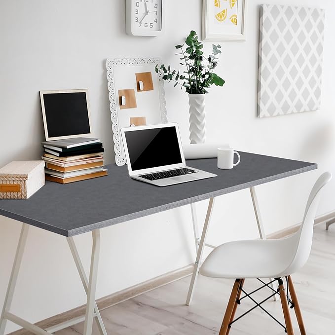 Kaboon Universal Tabletop 47.25"x30", Solid One-Piece Melamine Table Top, Double Desk L-Desk DIY, Home and Office, Greylish Blue - LeafyLoom