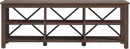 Henn&Hart Rectangular TV Stand for TV's up to 80" in Alder Brown, Electric Fireplace TV Stands for the Living Room - LeafyLoom