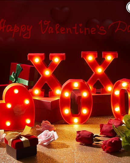 VIHOSE Valentine's Day LED Letter Lights Sign Table Decoration Light up Letters Battery Powered Letter for Home Bars Party Bedroom Tabletop Decoration Valentine's Gift VIHOSE
