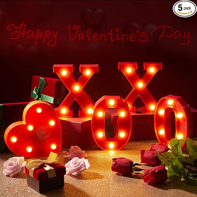 VIHOSE Valentine's Day LED Letter Lights Sign Table Decoration Light up Letters Battery Powered Letter for Home Bars Party Bedroom Tabletop Decoration Valentine's Gift VIHOSE