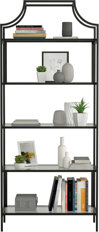Sauder Harvey Park Bookcase/Book Shelf, Black - LeafyLoom