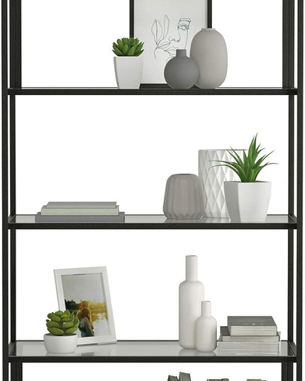 Sauder Harvey Park Bookcase/Book Shelf and Console Table, Black Finish - LeafyLoom