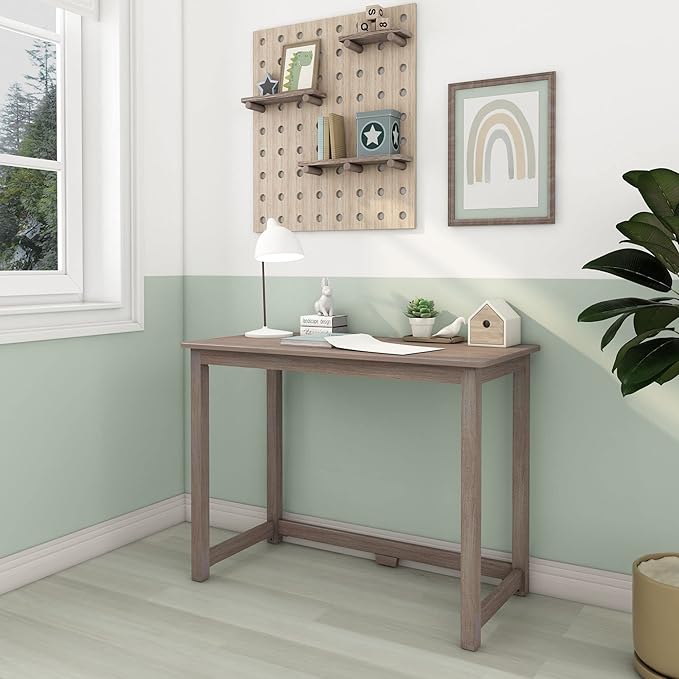 Max & Lily Solid Wood Desk, 40 Inches, Clay - LeafyLoom