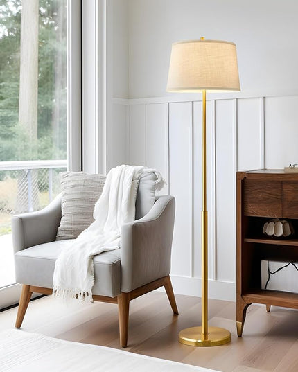 Oneach 61.75" Modern Floor Lamp for Living Room Tall Lamp for Bedroom Gold Floor Lamp with Rotary Switch Industrial Standing Lamp Floor Lamp for Nursery Study Room Office - LeafyLoom
