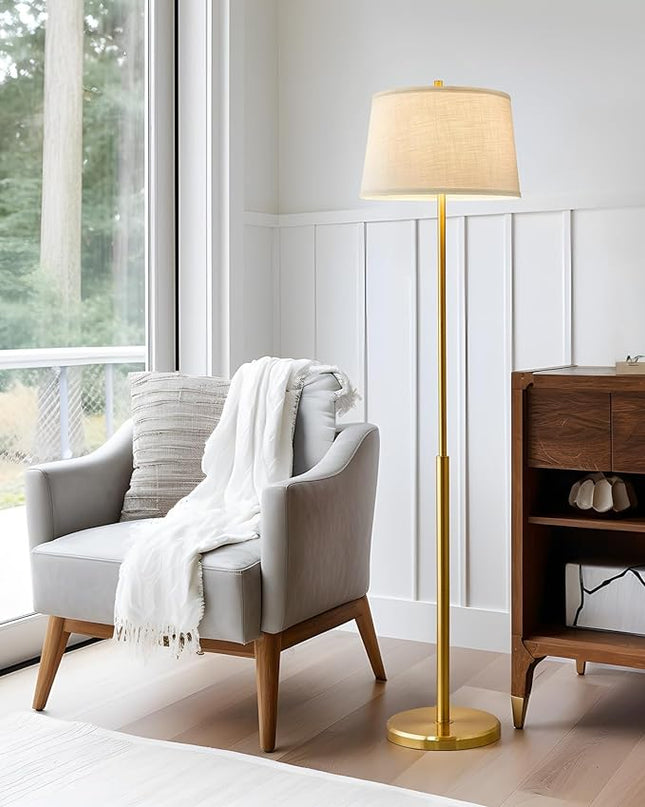 Oneach 61.75" Modern Floor Lamp for Living Room Tall Lamp for Bedroom Gold Floor Lamp with Rotary Switch Industrial Standing Lamp Floor Lamp for Nursery Study Room Office - LeafyLoom