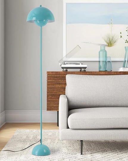 COSYLUX Modern Floor Lamp for Living Room, Industrial Tall Standing Lamp for Bedroom, Metal Shade Reflecting Light reading Floor Lamp for Office, Nursery Room, Corner(Turquoise green) - LeafyLoom