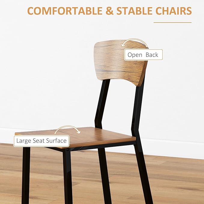 NicBex Small Dining Table Set for 4 Bar Table and Chairs Set 5 Piece Industrial Dining Table Set for 4, Rectangular Kitchen Table and Chairs, Dining Room Set for Small Space, Rustic Brown - LeafyLoom
