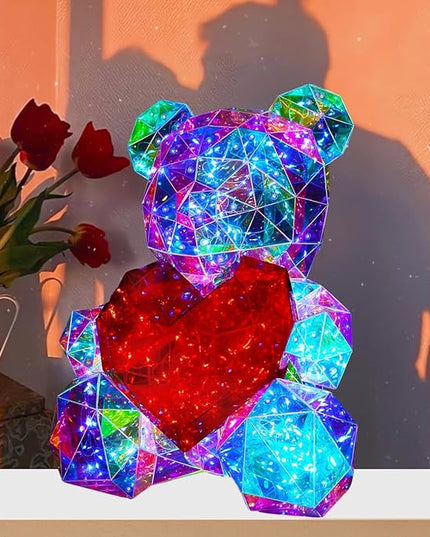 Teddy Bear Night Light, Teddy Bear Decor with Led Lights for Bedroom, Kids Room, Birthday, Graduation, Wedding, Fathers Day, for Mom, Women, Men - LeafyLoom
