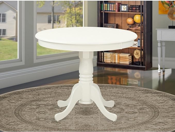 East West Furniture Kitchen Table, 36x36 Inch, ANT-LWH-TP - LeafyLoom
