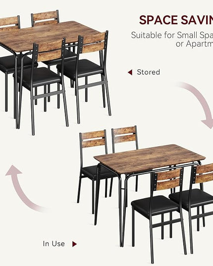 Dining Table for 4, Small Table and Chairs Set of 4, Square Dinette Set for 4, Dinner Table Set, 5 Piece Kitchen & Dining Room Sets for Small Space, Apartment (Vintage, Dining Table with 4 Chairs) - LeafyLoom