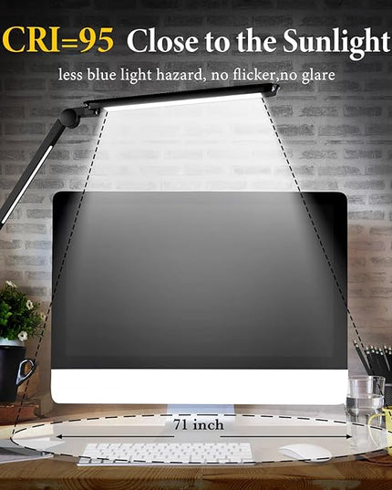 LED Desk Lamp with USB Charging Ports,Creative Touch Reading Light, with Memory Dual Light and Adjustable Swing Arm,15W 4 CCT Eye-Care Modes & 4 Brightness Levels Table Lamp for Home Office-Black - LeafyLoom