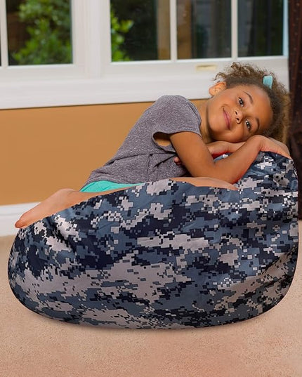Posh Creations Bean Bag Chair for Kids, Teens, and Adults Includes Removable and Machine Washable Cover, Soft Nylon - Camo Digital, 27in - Medium - LeafyLoom