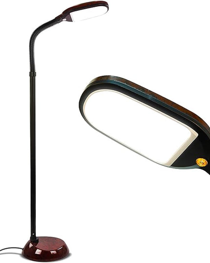 Brightech Litespan - Bright LED Floor Reading Lamp for Over Chair Crafts and Reading, Estheticians' Light for Lash Extensions, Adjustable Standing Lamp for Living Room, Bedroom, Office - Havana Brown - LeafyLoom
