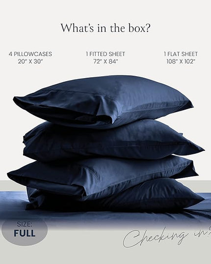 BELADOR Silky Soft Full Sheet Set - Luxury 6 Piece Bed Sheets for Full Size Bed, Secure-Fit Deep Pocket Sheets with Elastic, Breathable Hotel Sheets and Pillowcase Set, Wrinkle Free Oeko-Tex Sheets - LeafyLoom