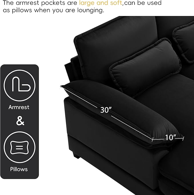Symmetrical Modular Sectional Sofa with Chaise Lounge, 6 Seater Velvet Upholstered Cloud Couch, U Shaped Oversized Sleeper Sofa&Couches with Thicked Cushion & Detackable Backrest Living Room - LeafyLoom