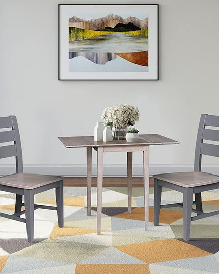 International Concepts Small Dropleaf Table, Washed Gray Taupe - LeafyLoom