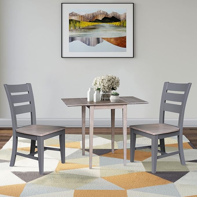 International Concepts Small Dropleaf Table, Washed Gray Taupe - LeafyLoom