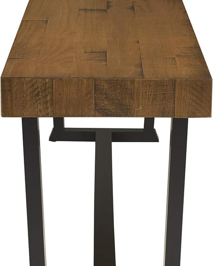 Walker Edison Protrero Urban Industrial Solid Wood and Metal Dining Bench, 60 Inch, Rustic Oak - LeafyLoom
