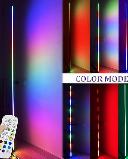 LED Floor Lamp Corner Mood Light RGB Color Changing Dimmable Music Sync with Remote Control for Living Room, Bedroom, Game Room, Party Decoration - LeafyLoom