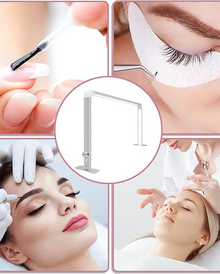 Half Moon Nail Desk Lamp for Professionals Foldable 4000-6500k 36w Adjustable Brightness, Color Temperature Led Light for Nails Desk Lamp (Silver) - LeafyLoom