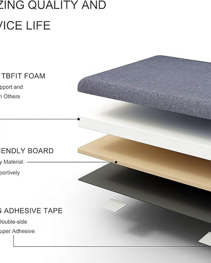 Tbfit Upholstered Wall Mounted Headboard, Soundproof Peel and Stick Headboards for Queen Size Bed, Tufted Floating Dorm Bed Pack of 9 Panels Sized 10” x 24”, Grey - LeafyLoom