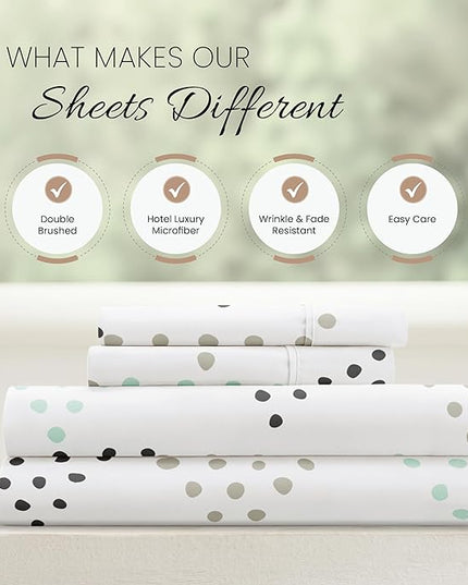 Linen Market 4 Piece Queen Bedding Sheet Set (Light Gray Dots) - Sleep Better Than Ever with These Ultra-Soft & Cooling Bed Sheets for Your Queen Size Bed - Deep Pocket Fits 16" Mattress - LeafyLoom