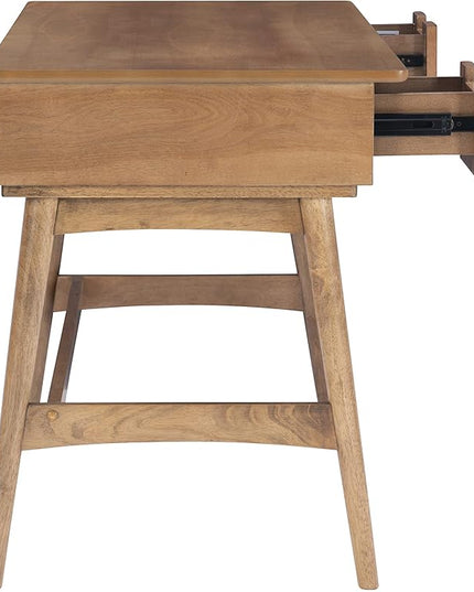 Linon Natural Dutton Wood and Rattan Desk - LeafyLoom