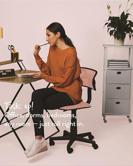Swivel Mesh Desk Chair, Blush 21D x 21W x 34H in - LeafyLoom