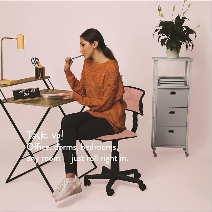 Swivel Mesh Desk Chair, Blush 21D x 21W x 34H in - LeafyLoom