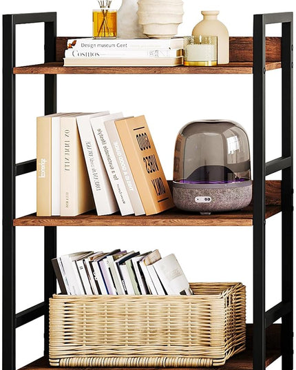 Small Bookshelf for Small Spaces, 3 Tier Small Book Shelf Organizer, Narrow Bookcase for Small Spaces, Small Bookcase for Bedroom, Living Room, Home, Office, 120 lbs Weight Capacity (Brown) - LeafyLoom