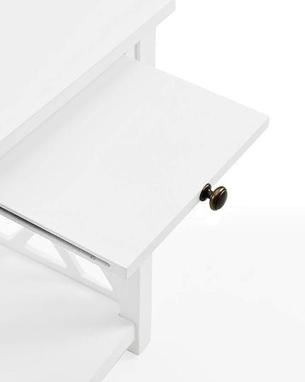 Alaterre Furniture Coventry 36" Coffee Two End Tables with Tray, Set of 3, White - LeafyLoom