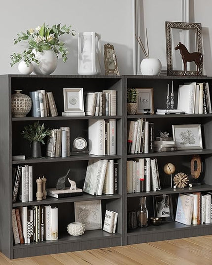 Farini 4 Shelf boockase Display Bookcase Freestanding Wooden Bookshelves for Home Office Living Room,48 Inch Height,Grey - LeafyLoom