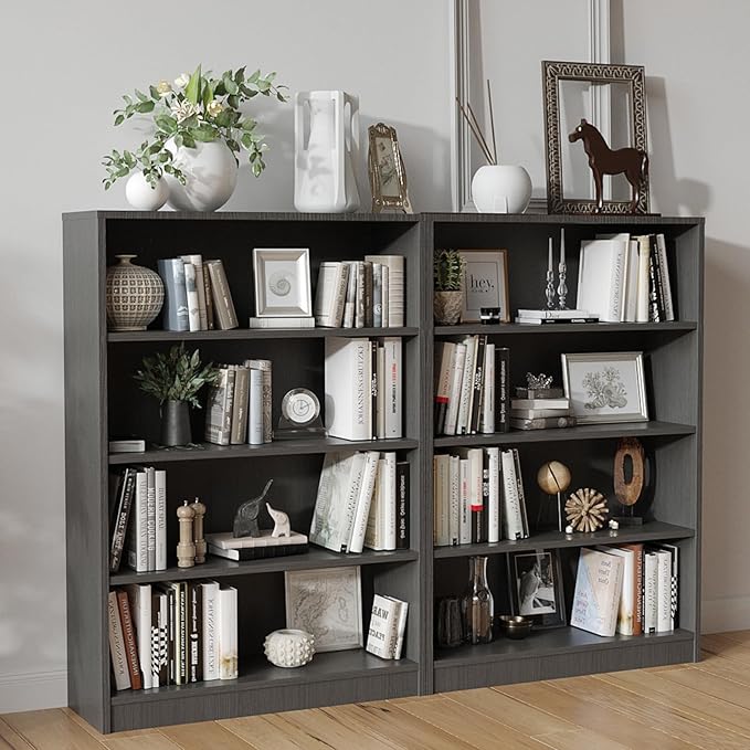 Farini 4 Shelf boockase Display Bookcase Freestanding Wooden Bookshelves for Home Office Living Room,48 Inch Height,Grey - LeafyLoom