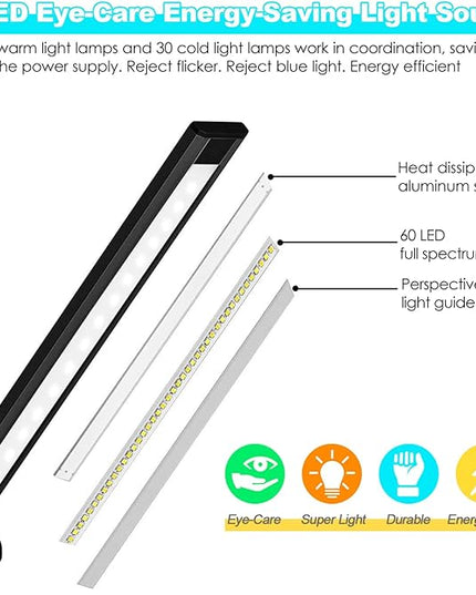 LED Desk Lamp with Wireless Charger, USB Charging Port, 10 Brightness, 5 Color Modes, Desk Lamps for Home Office, Dimmable Table Lamp Eye Caring Reading Light, Touch Control, Auto Timer, Black - LeafyLoom