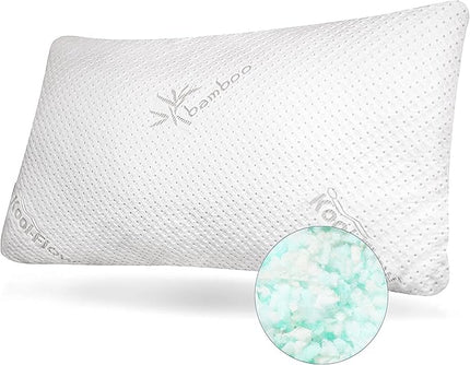 Snuggle-Pedic Shredded Memory Foam Pillow - The Original Cool Pillows for Side, Stomach & Back Sleepers - Sleep Support That Keeps Shape - College Dorm Room Essentials for Girls and Guys - King - LeafyLoom