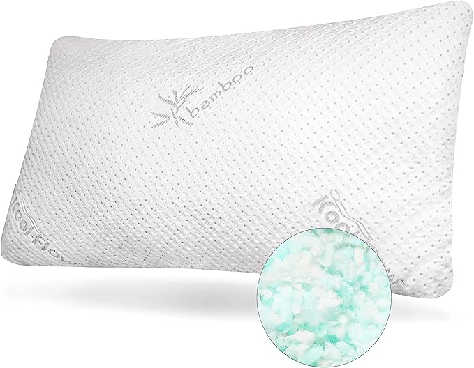 Snuggle-Pedic Shredded Memory Foam Pillow - The Original Cool Pillows for Side, Stomach & Back Sleepers - Sleep Support That Keeps Shape - College Dorm Room Essentials for Girls and Guys - King - LeafyLoom