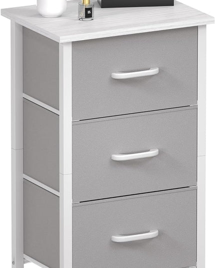 Yoobure Nightstand with 3 Fabric Drawers, Storage Drawers Small Dresser for Bedroom, Night Stands Bedside Tables Closet Drawers Dressers & Chests Organizer Unit Fabric Dresser for Hallway College Dorm - LeafyLoom