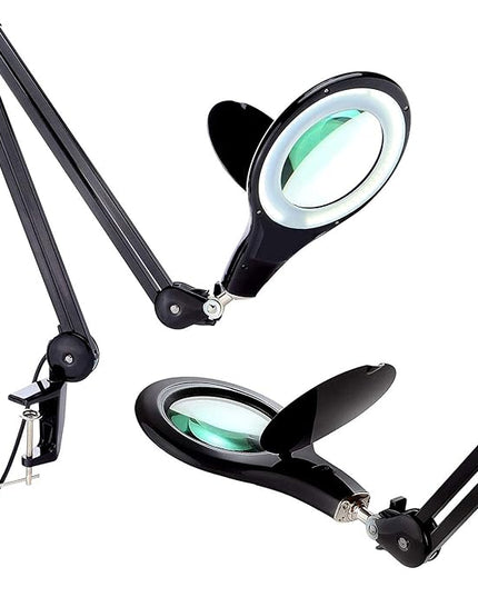 Brightech LightView PRO Magnifying Desk Lamp, 2.25x Light Magnifier, Adjustable Magnifying Glass with Light for Crafts, Reading, Close Work - Black - LeafyLoom