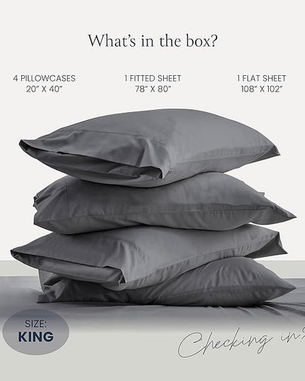 BELADOR Silky Soft King Sheet Set - 6 Piece Bed Sheets for King Size Bed, Secure-Fit Deep Pocket Sheets with Elastic, Breathable Hotel Sheets & Pillowcase Set, Wrinkle Free Oeko-Tex Sheets - LeafyLoom