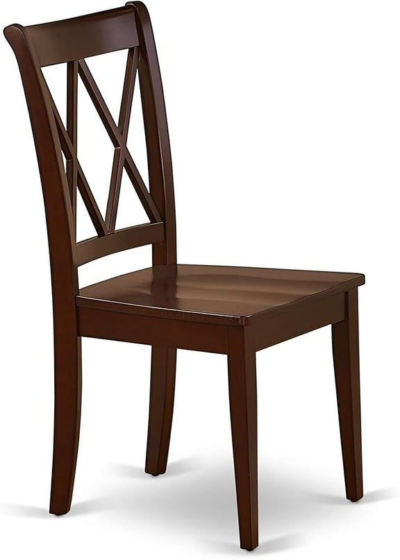 East West Furniture ANCL5-MAH-W 5 Piece Set for 4 Includes a Round Table with Pedestal and 4 Kitchen Dining Chairs, 36x36 Inch - LeafyLoom