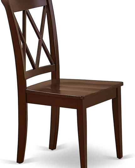 East West Furniture DLCL5-MAH-W Dublin 5 Piece Room Set Includes a Round Dining Table with Dropleaf and 4 Wood Seat Chairs, 42x42 Inch - LeafyLoom