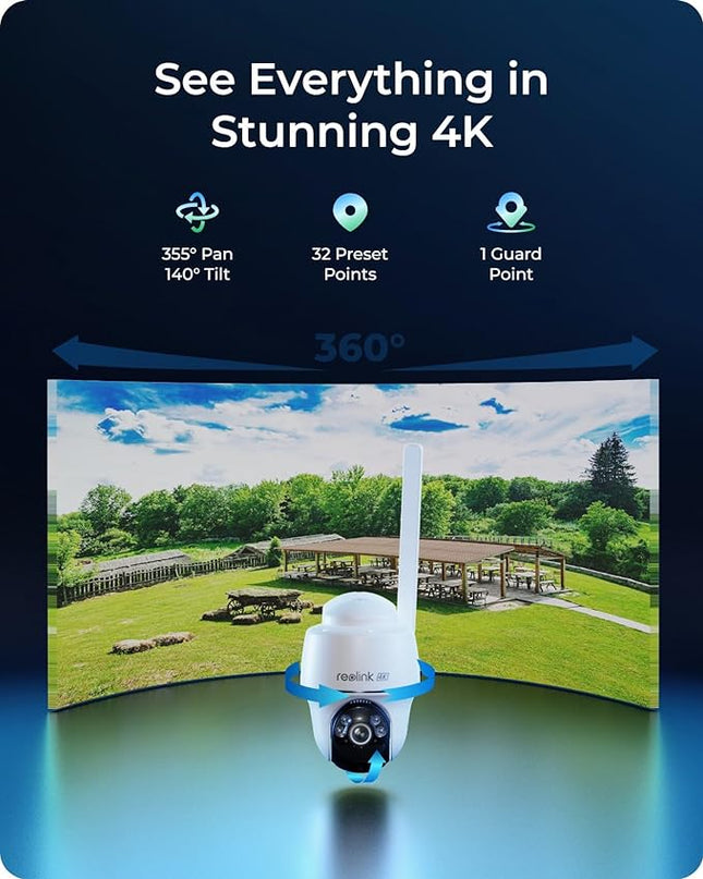 REOLINK Go PT Ultra+SP - 4K Cellular Security Camera Wireless Outdoor, No WiFi, 3G/4G LTE, Support (AT&T/T-Mobile), Solar Powered, Color Night Vision, Local/Cloud Storage, Smart Detection REOLINK
